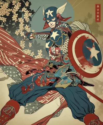 Нейросеть отправила супергероев Marvel в картины средневековой Японии2